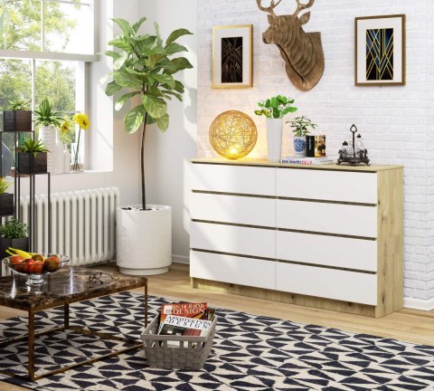 KOMODA K160 8SZ CLP DĄB ARTISAN / BIAŁY