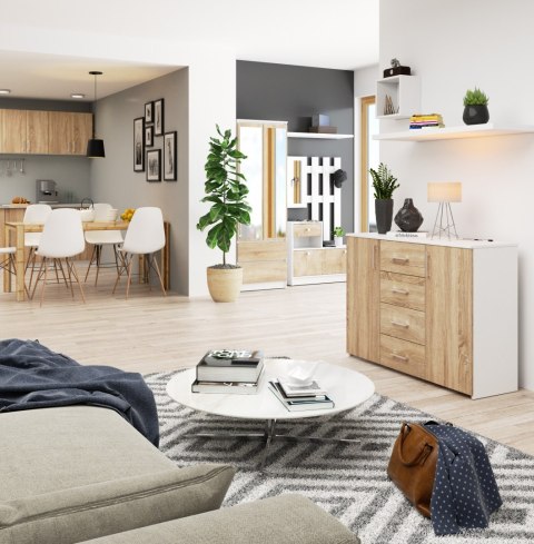 KOMODA K45 PK BIAŁY / DĄB SONOMA