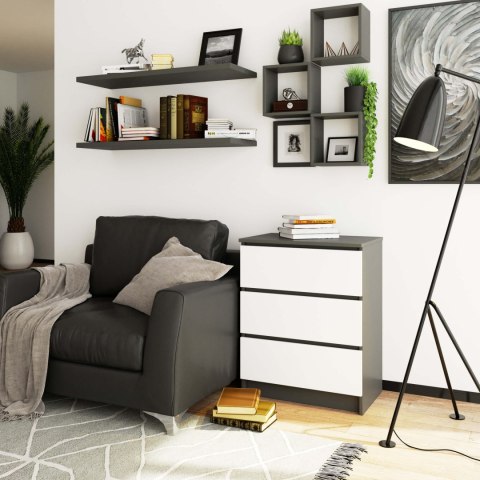 KOMODA K60 3SZ CLP GRAFIT SZARY / BIAŁA