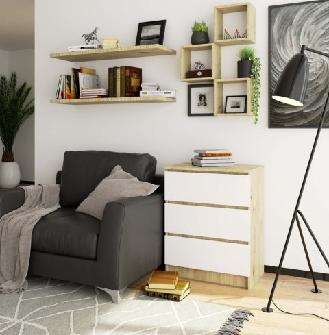 KOMODA K60 3SZ CLP PK DĄB ARTISAN / BIAŁY