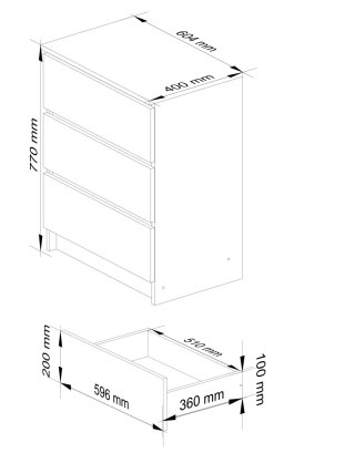 KOMODA K60 3SZ CLP PK DĄB CRAFT