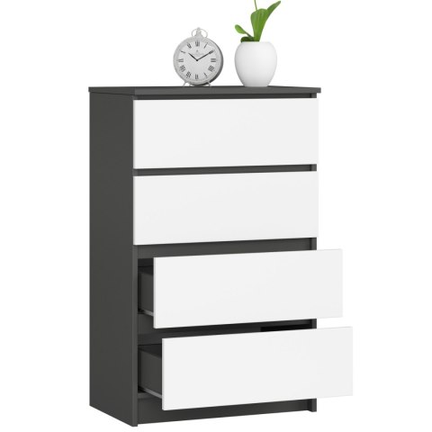 KOMODA K60 4SZ CLP PK GRAFIT SZARY / BIAŁA