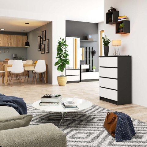 KOMODA K60 4SZ CLP PK GRAFIT SZARY / BIAŁA