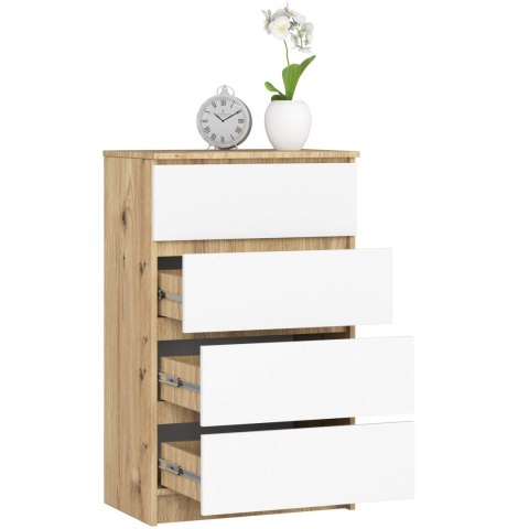 KOMODA K60 4SZ PK DĄB ARTISAN / BIAŁA