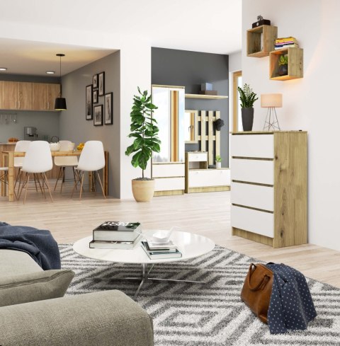 KOMODA K60 4SZ PK DĄB ARTISAN / BIAŁA