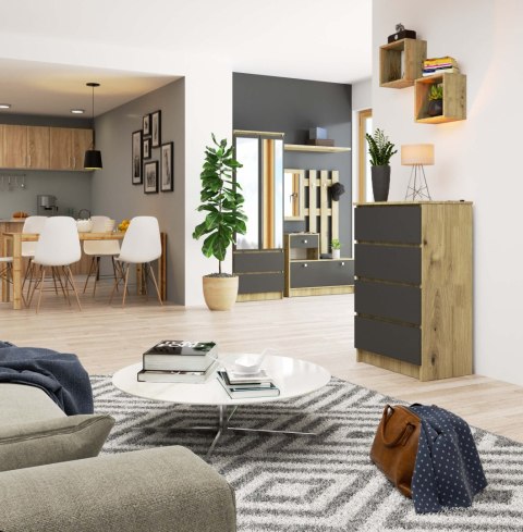 KOMODA K60 4SZ PK DĄB ARTISAN / SZARA