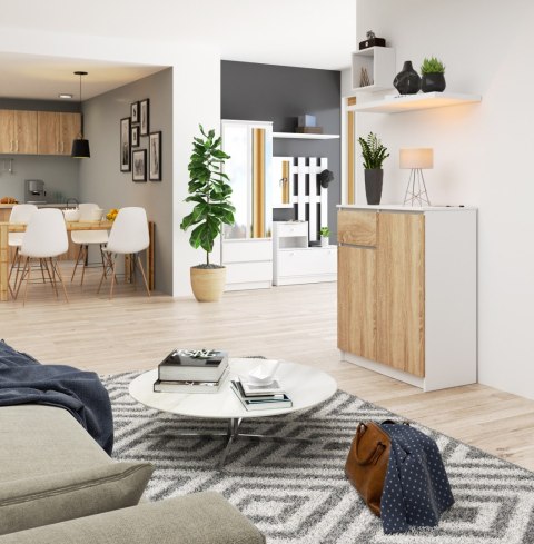 KOMODA K80 2D 1SZ CLP PK BIAŁY / DĄB SONOMA