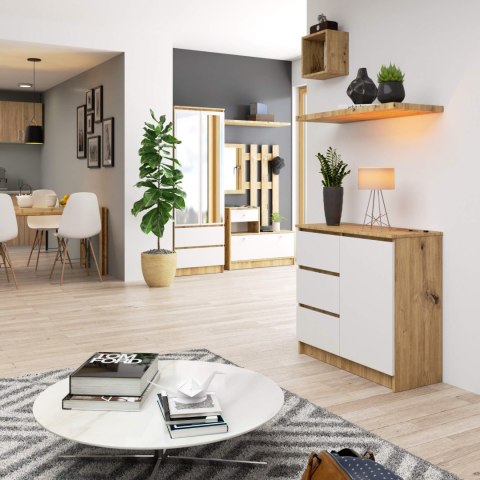 KOMODA K80 JERRY 1D 3SZ PK DĄB ARTISAN / BIAŁA