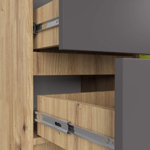 KOMODA K80 JERRY 1D 3SZ PK DĄB ARTISAN / GRAFIT SZARY