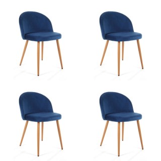 4 x Welurowe krzesło tapicerowane SJ.075 Granatowe