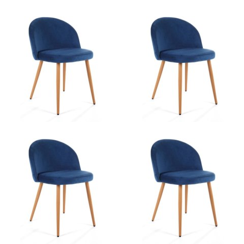 4 x Welurowe krzesło tapicerowane SJ.075 Granatowe