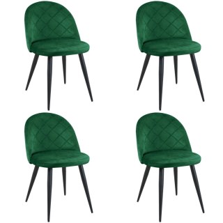 4x Welurowe krzesło tapicerowane pikowane SJ.077 Butelkowa Zieleń