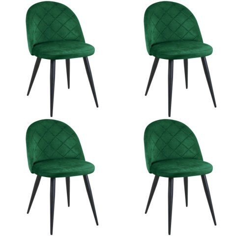 4x Welurowe krzesło tapicerowane pikowane SJ.077 Butelkowa Zieleń