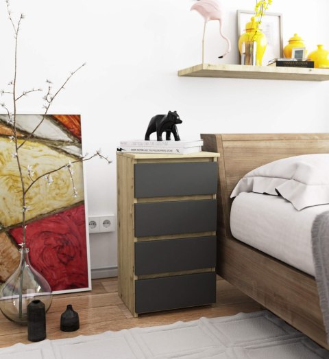 KOMODA CL4 PK DĄB ARTISAN / SZARA