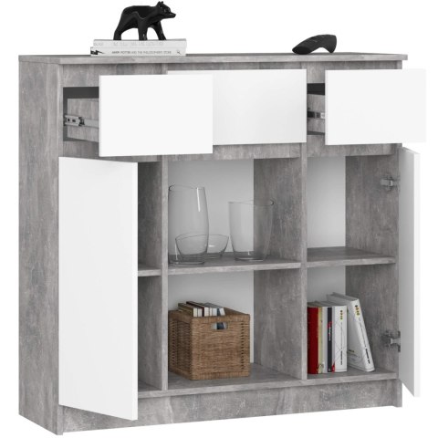 KOMODA K100 2D 3SZ 1P PK BETON / BIAŁY