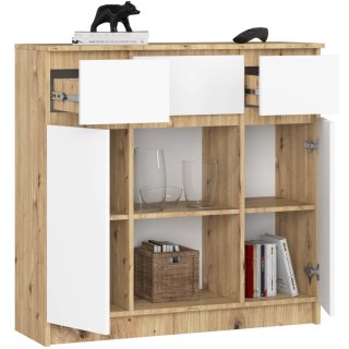 KOMODA K100 2D 3SZ 1P PK DĄB ARTISAN / BIAŁY