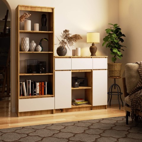 KOMODA K100 2D 3SZ 1P PK DĄB ARTISAN / BIAŁY