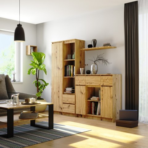 KOMODA K100 2D 3SZ 1P PK DĄB ARTISAN