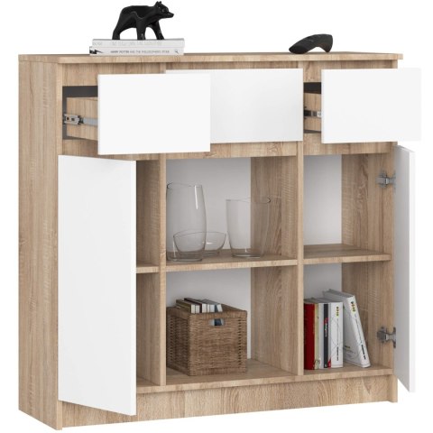 KOMODA K100 2D 3SZ 1P PK DĄB SONOMA / BIAŁY
