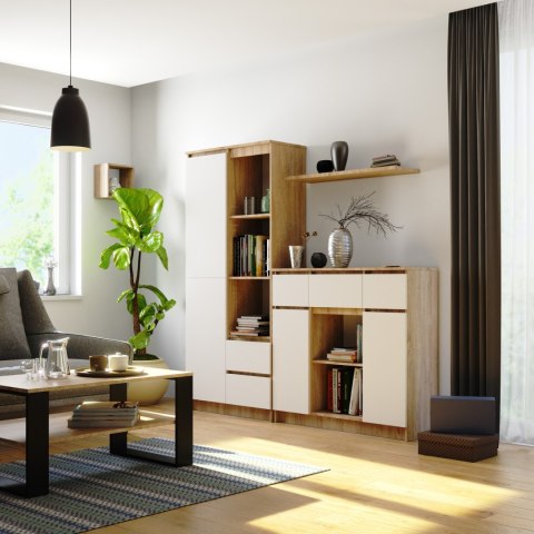 KOMODA K100 2D 3SZ 1P PK DĄB SONOMA / BIAŁY