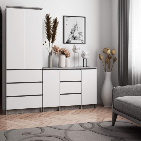 KOMODA K100 2D 3SZ PK BETON / BIAŁY