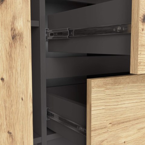 KOMODA K100 2D 3SZ PK GRAFIT SZARY / DĄB ARTISAN