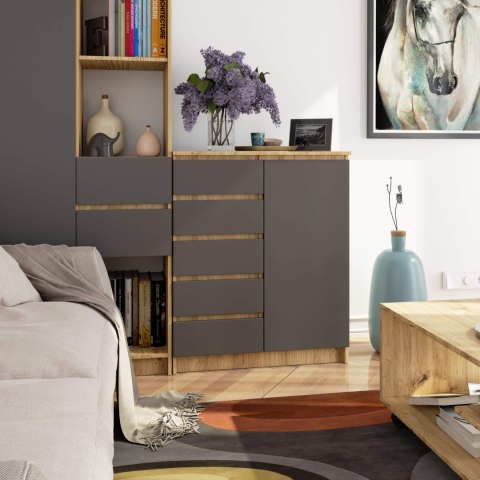 KOMODA K80 1D 5SZ PK DĄB ARTISAN / GRAFIT SZARY