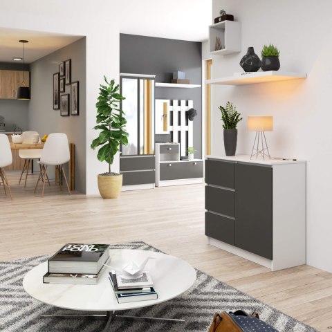 KOMODA K80 JERRY 1D 3SZ PK BIAŁA / GRAFIT SZARY