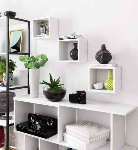 PÓŁKA ŚCIENNA K 25x25cm KOMPLET 3szt BIAŁA