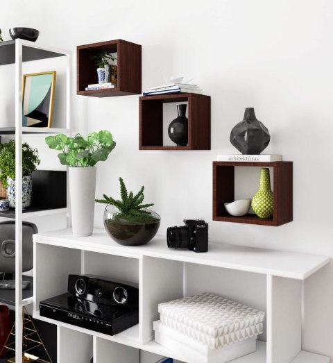 PÓŁKA ŚCIENNA K 25x25cm KOMPLET 3szt WENGE