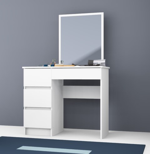 TOALETKA KOSMETYCZNA Z LUSTREM T-6/SL 500x600 LEWA PK BIAŁA