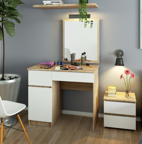 Toaletka z lustrem CLP P-2/SL LEWE DĄB SONOMA / BIAŁA