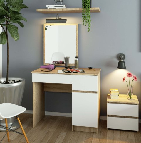 Toaletka z lustrem CLP P-2/SL PRAWA DĄB SONOMA / BIAŁA