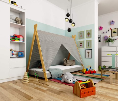 Łóżko dziecięce 180x80 GEM z materacem szare