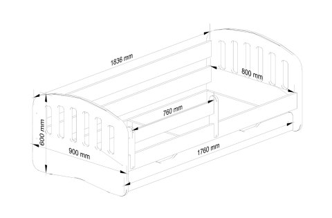 Łóżko dziecięce PLAY 180x80 Różowe + Materac