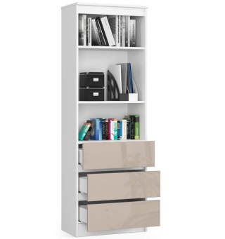 REGAŁ BIUROWY R 60 cm CLP 3 SZUFLADY 2 PÓŁKI BIAŁY / CAPPUCCINO POŁYSK