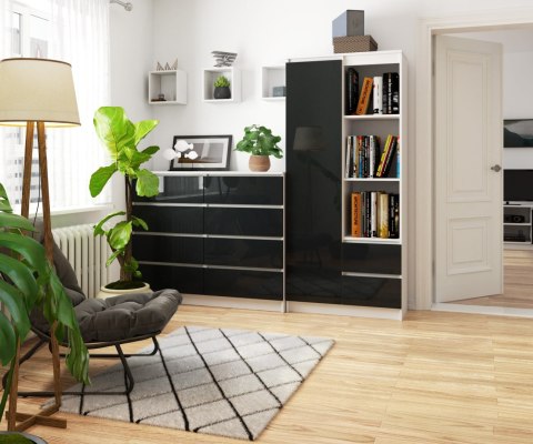 REGAŁ BIUROWY R 80 cm CLP R11 BIAŁY / GRAFIT POŁYSK