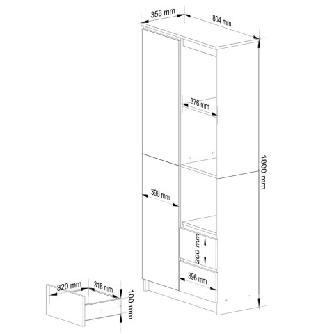 REGAŁ BIUROWY R 80 cm CLP R11 PK BIAŁY / BIAŁY POŁYSK