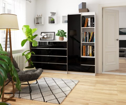 REGAŁ BIUROWY R 80 cm CLP R11 PK BIAŁY / CZARNY POŁYSK