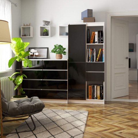 REGAŁ BIUROWY R 80 cm CLP R15 PK BIAŁY / CZARNY POŁYSK