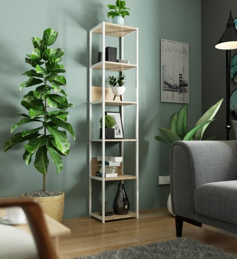 REGAŁ METALOWY LOFT 400 BIAŁY/DĄB SONOMA