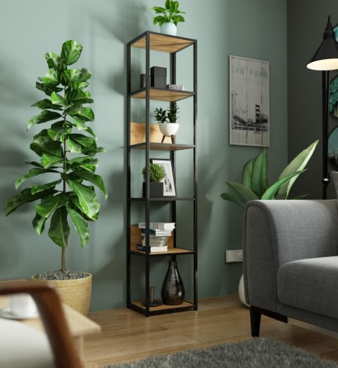 REGAŁ METALOWY LOFT 400 CZARNY/DĄB CRAFT