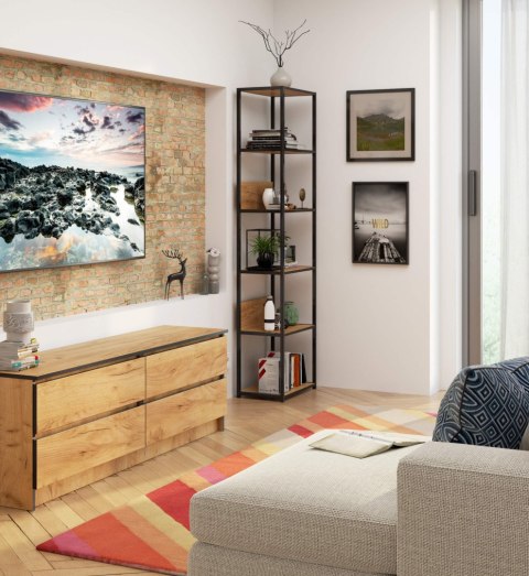 REGAŁ METALOWY LOFT 500 CZARNY/DĄB CRAFT