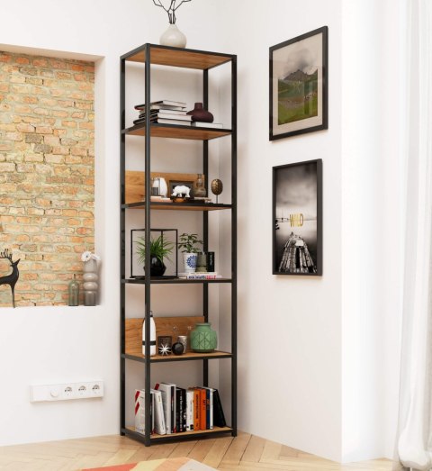 REGAŁ METALOWY LOFT 500 CZARNY/DĄB CRAFT