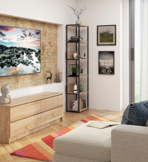 REGAŁ METALOWY LOFT 500 CZARNY/DĄB SONOMA