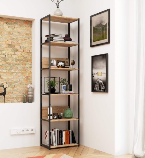 REGAŁ METALOWY LOFT 500 CZARNY/DĄB SONOMA