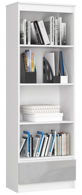 REGAŁ R 60 cm CLP 1 SZUFLADA 4 PÓŁKI BIAŁY / METALIK POŁYSK