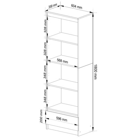 REGAŁ R 60 cm CLP 1 SZUFLADA 4 PÓŁKI PK OLCHA