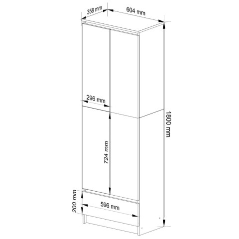REGAŁ ZAMKNIETY R60 2D 1SZ CLP PK BIAŁY / SONOMA