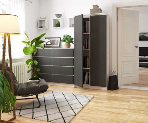 REGAŁ ZAMKNIETY R80 2D 8P CLP BIAŁY / SZARY